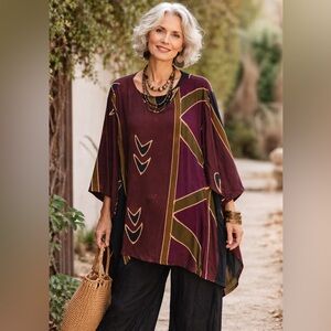 Simple People Abstract Tunic Dress Lagenlook Artsy Art to Wear OSFM Oversized